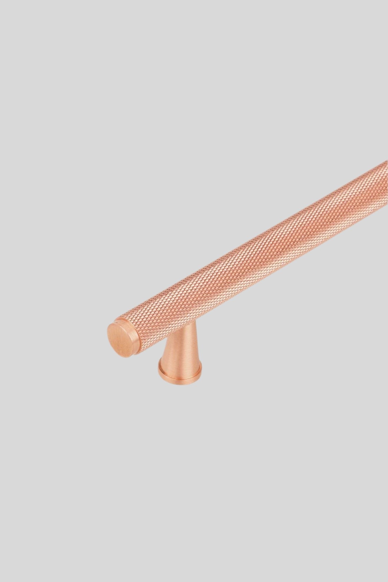 Metalware Direct Mayfair collection Solid Brass Rose Gold Finish Knurled T-Bar Kitchen Cupboard Handles